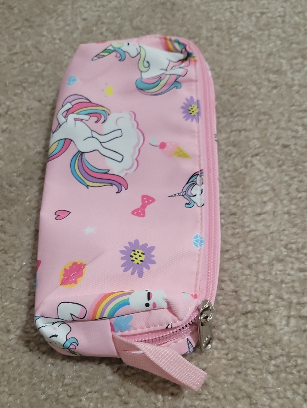 Pink Unicorn Kids Pencil Case - Cute Rainbow Design